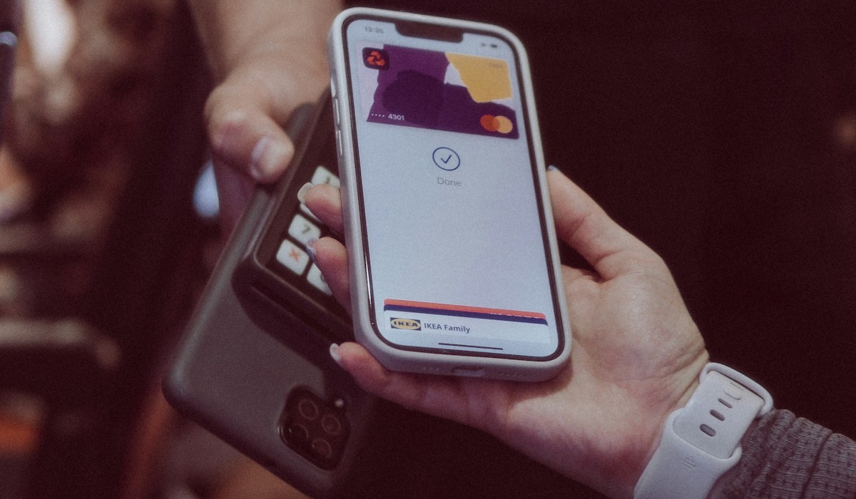 A person holds a cell phone